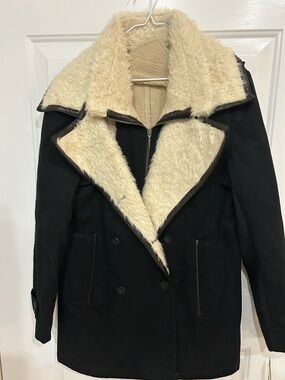 Rachel Roy Black Faux Shearling Jacket Women’s Large